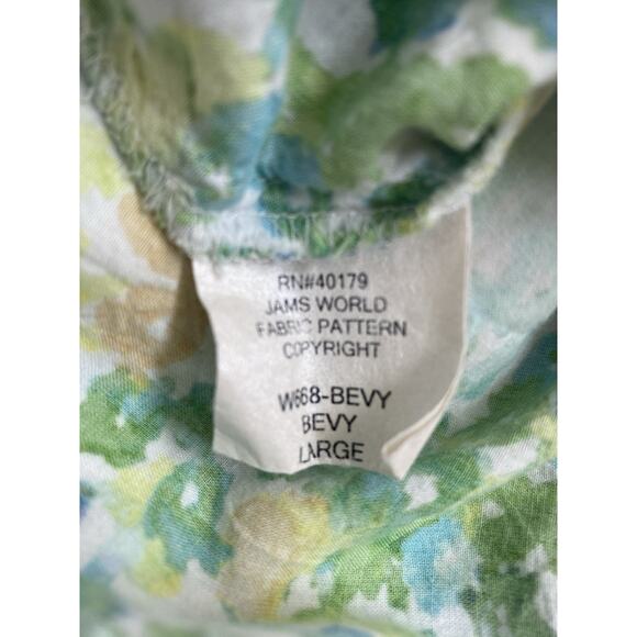 Jams World Shirt Top Blouse Short Flutter Sleeve V Neck W668 Bevy Floral Green L - Picture 6 of 7